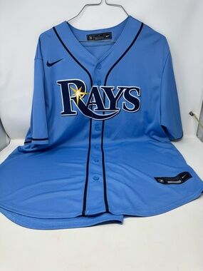 Nike Tampa Bay Rays Light Blue Baseball Jersey men’s size large preowned
